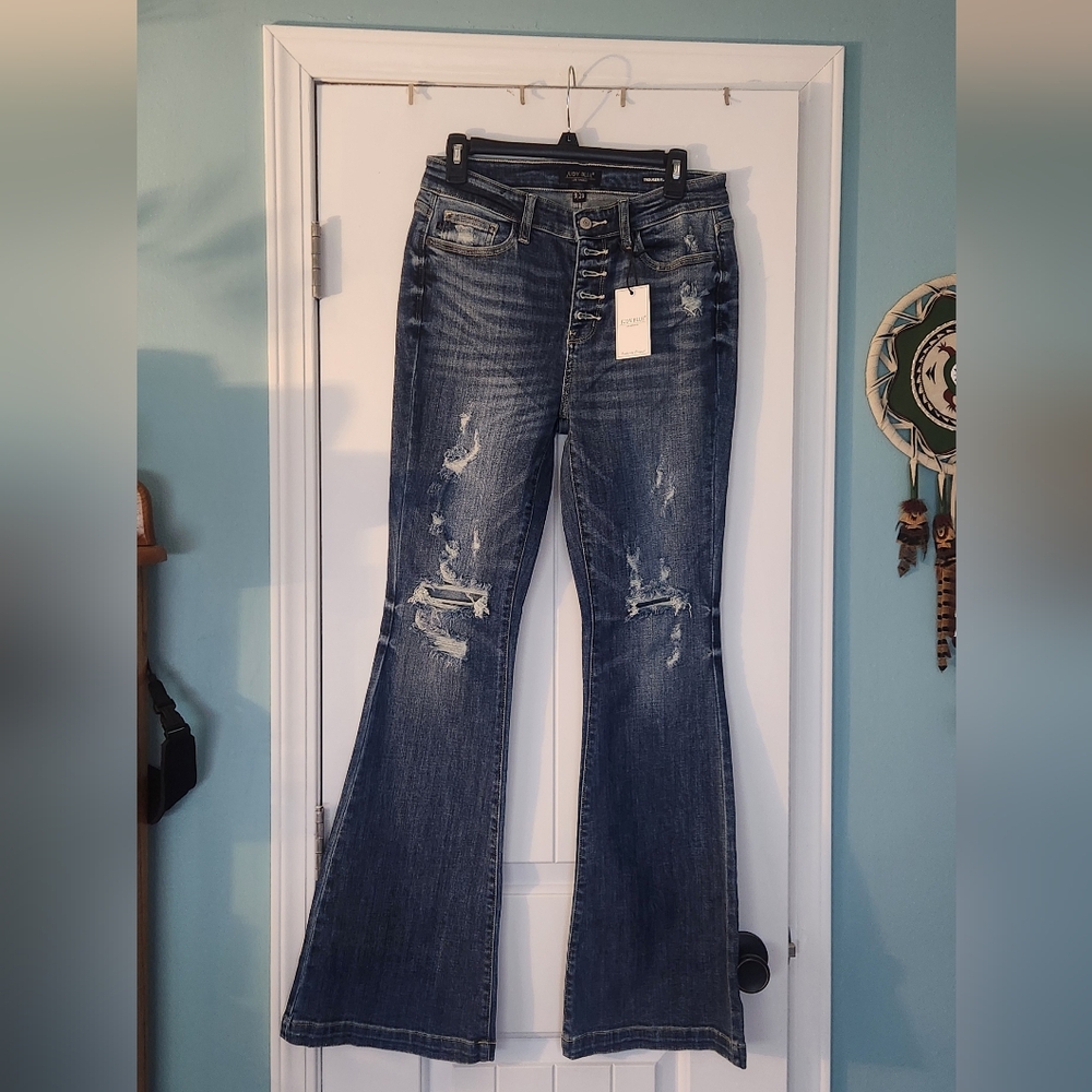 Judy Blue Trouser Flare Leg Blue Jeans